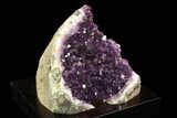 Dark Purple Amethyst Cluster On Wood Base #85895-1